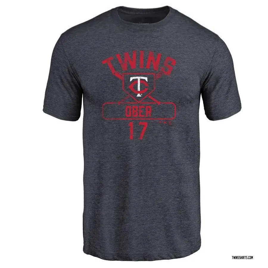 Men's Bailey Ober Minnesota Twins Base Runner Tri-Blend T-Shirt - Navy