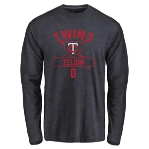 Men's Brian Zeldin Minnesota Twins Base Runner Tri-Blend Long Sleeve T-Shirt - Navy