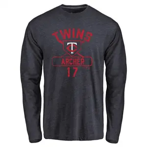 Men's Chris Archer Minnesota Twins Base Runner Tri-Blend Long Sleeve T-Shirt - Navy