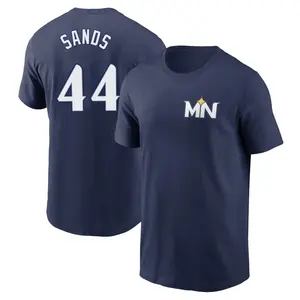Men's Cole Sands Minnesota Twins Navy 2024 City Connect Fuse Name & Number T-Shirt