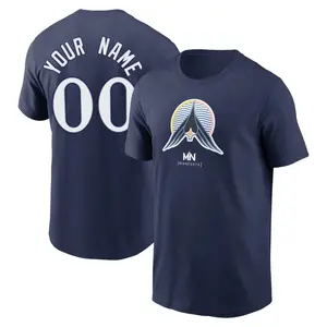 Men's Custom Minnesota Twins Custom Navy 2024 City Connect Name & Number T-Shirt