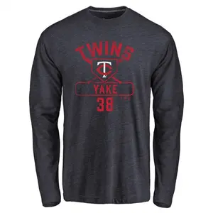 Men's Ernie Yake Minnesota Twins Base Runner Tri-Blend Long Sleeve T-Shirt - Navy