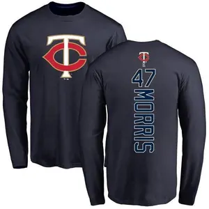 Men's Jack Morris Minnesota Twins Backer Long Sleeve T-Shirt - Navy