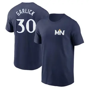 Men's Kyle Garlick Minnesota Twins Navy 2024 City Connect Fuse Name & Number T-Shirt