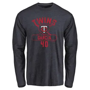 Men's Luis Garcia Minnesota Twins Base Runner Tri-Blend Long Sleeve T-Shirt - Navy