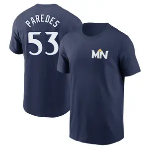 Men's Michael Paredes Minnesota Twins Navy 2024 City Connect Fuse Name & Number T-Shirt