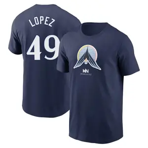 Men's Pablo Lopez Minnesota Twins Navy 2024 City Connect Name & Number T-Shirt