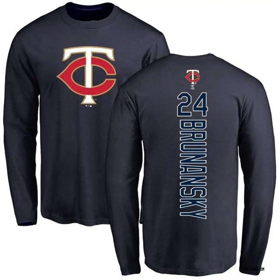 Men's Tom Brunansky Minnesota Twins Backer Long Sleeve T-Shirt - Navy
