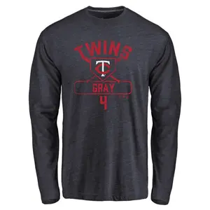 Men's Tristan Gray Minnesota Twins Base Runner Tri-Blend Long Sleeve T-Shirt - Navy