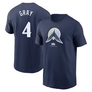 Men's Tristan Gray Minnesota Twins Navy 2024 City Connect Name & Number T-Shirt