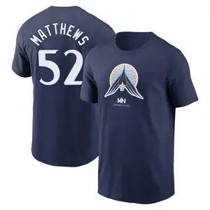 Men's Zebby Matthews Minnesota Twins Navy 2024 City Connect Name & Number T-Shirt