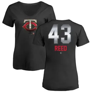 Women's Addison Reed Minnesota Twins Midnight Mascot V-Neck T-Shirt - Black