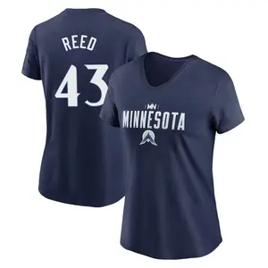 Women's Addison Reed Minnesota Twins Navy 2024 City Connect Graphic Name & Number V-Neck T-Shirt