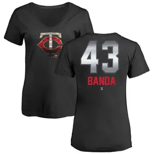 Women's Anthony Banda Minnesota Twins Midnight Mascot V-Neck T-Shirt - Black