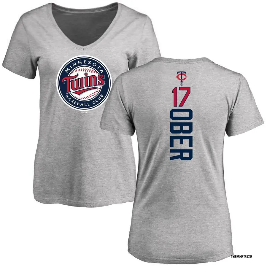 Women's Bailey Ober Minnesota Twins Backer Slim Fit T-Shirt - Ash