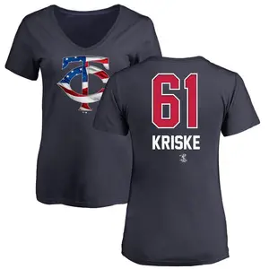 Women's Brooks Kriske Minnesota Twins Name and Number Banner Wave V-Neck T-Shirt - Navy