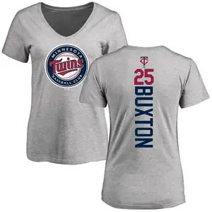 Women's Byron Buxton Minnesota Twins Backer Slim Fit T-Shirt - Ash