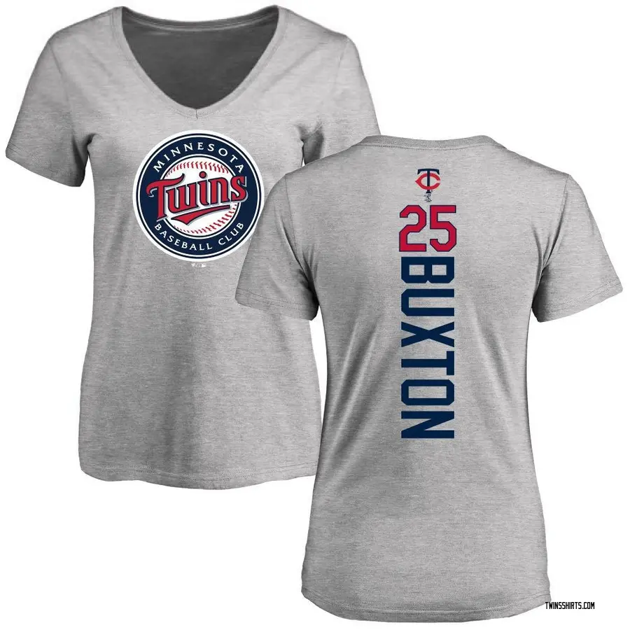 Women's Byron Buxton Minnesota Twins Backer Slim Fit T-Shirt - Ash