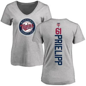 Women's Connor Prielipp Minnesota Twins Backer Slim Fit T-Shirt - Ash