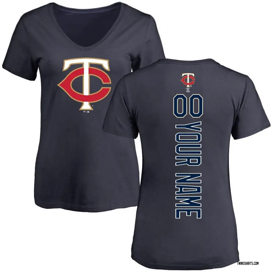 Women's Custom Minnesota Twins Custom Backer Slim Fit T-Shirt - Navy