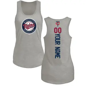 Women's Custom Minnesota Twins Custom Backer Tri-Blend Tank Top - Ash