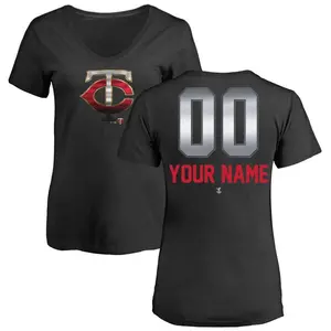 Women's Custom Minnesota Twins Custom Midnight Mascot V-Neck T-Shirt - Black