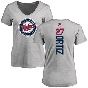 Women's David Ortiz Minnesota Twins Backer Slim Fit T-Shirt - Ash
