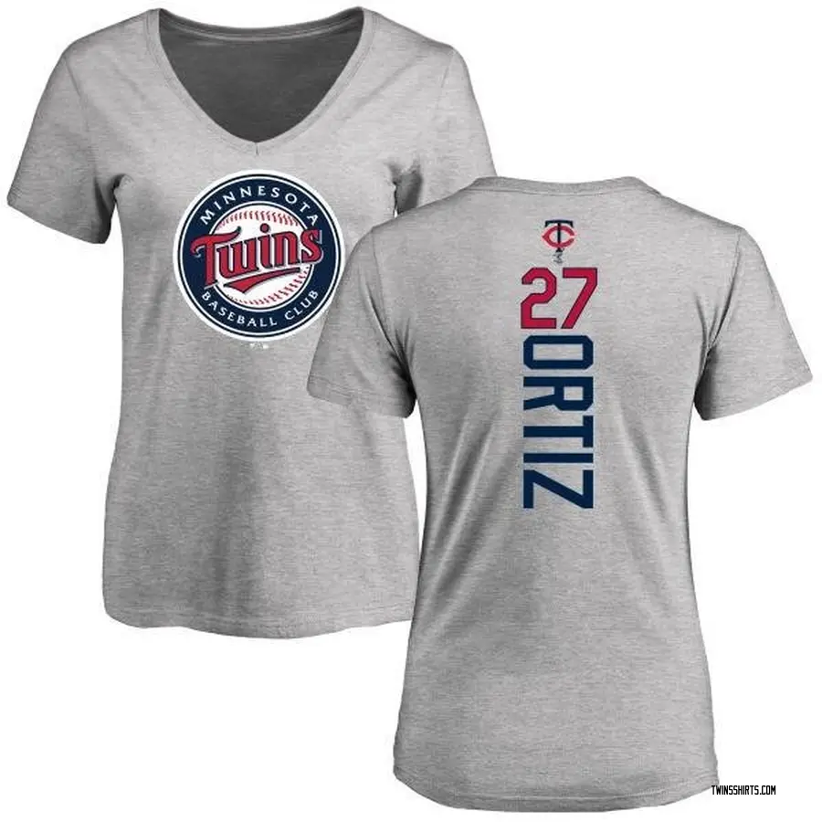 Women's David Ortiz Minnesota Twins Backer Slim Fit T-Shirt - Ash