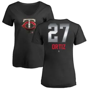 Women's David Ortiz Minnesota Twins Midnight Mascot V-Neck T-Shirt - Black