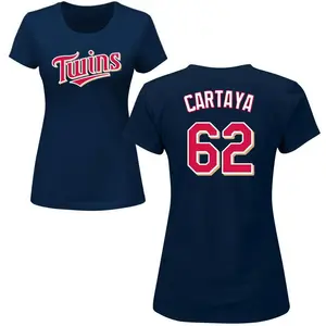 Women's Diego Cartaya Minnesota Twins Roster Name & Number T-Shirt - Navy