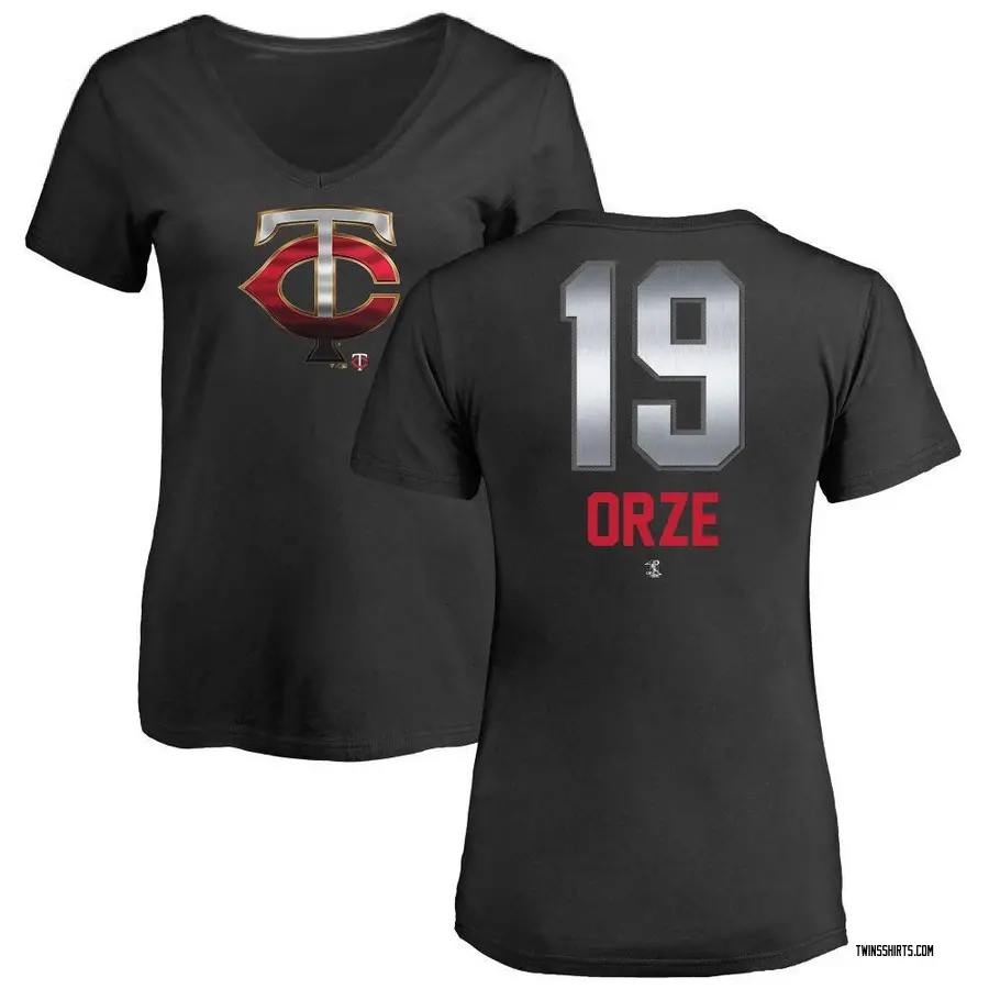 Women's Eric Orze Minnesota Twins Midnight Mascot V-Neck T-Shirt - Black