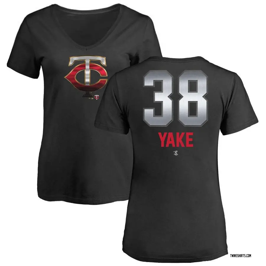 Women's Ernie Yake Minnesota Twins Midnight Mascot V-Neck T-Shirt - Black