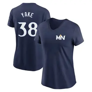 Women's Ernie Yake Minnesota Twins Navy 2024 City Connect Fuse Name & Number V-Neck T-Shirt