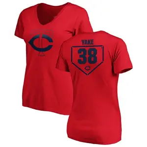 Women's Ernie Yake Minnesota Twins RBI Slim Fit V-Neck T-Shirt - Red