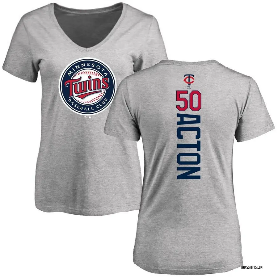 Women's Garrett Acton Minnesota Twins Backer Slim Fit T-Shirt - Ash