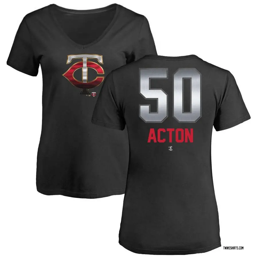 Women's Garrett Acton Minnesota Twins Midnight Mascot V-Neck T-Shirt - Black