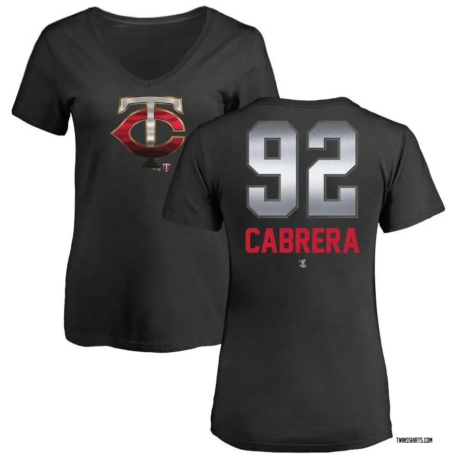 Women's Genesis Cabrera Minnesota Twins Midnight Mascot V-Neck T-Shirt - Black