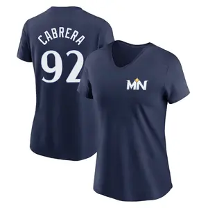 Women's Genesis Cabrera Minnesota Twins Navy 2024 City Connect Fuse Name & Number V-Neck T-Shirt