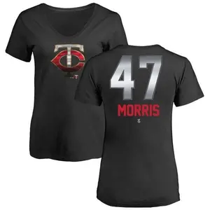 Women's Jack Morris Minnesota Twins Midnight Mascot V-Neck T-Shirt - Black