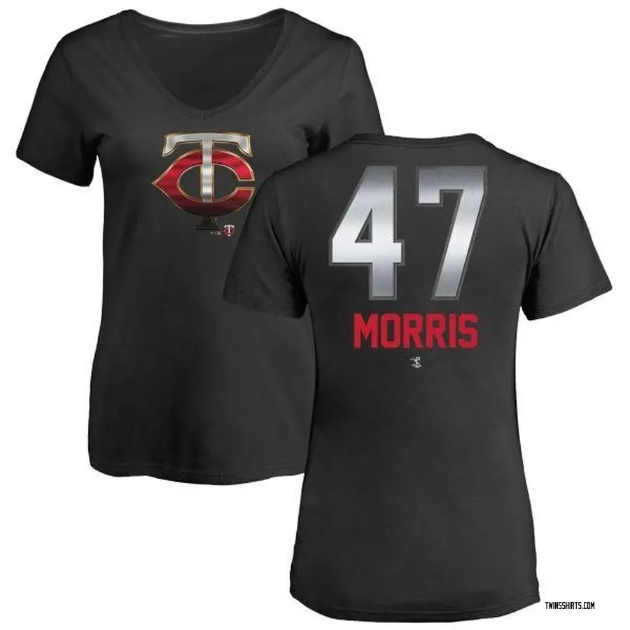 Women's Jack Morris Minnesota Twins Midnight Mascot V-Neck T-Shirt - Black