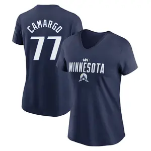 Women's Jair Camargo Minnesota Twins Navy 2024 City Connect Graphic Name & Number V-Neck T-Shirt