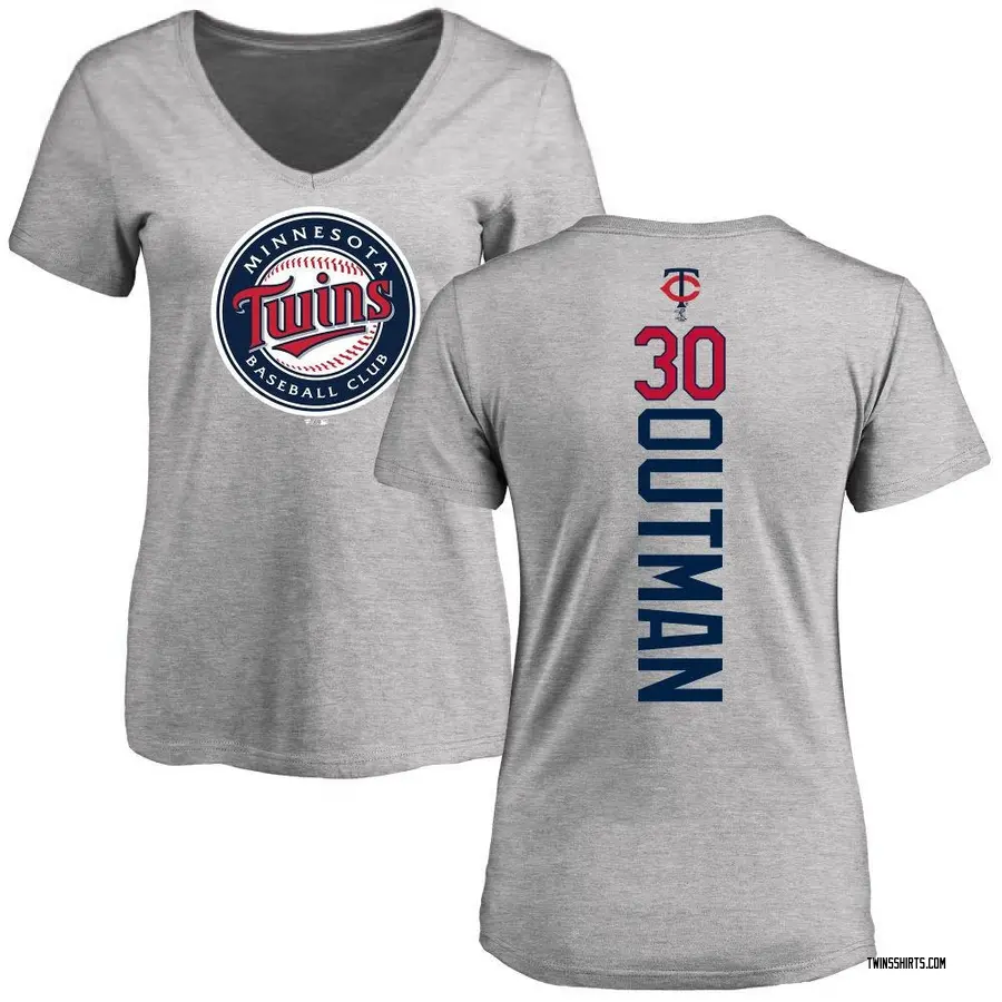Women's James Outman Minnesota Twins Backer Slim Fit T-Shirt - Ash