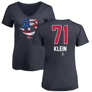 Women's John Klein Minnesota Twins Name and Number Banner Wave V-Neck T-Shirt - Navy