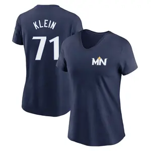 Women's John Klein Minnesota Twins Navy 2024 City Connect Fuse Name & Number V-Neck T-Shirt