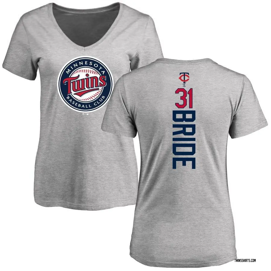 Women's Jonah Bride Minnesota Twins Backer Slim Fit T-Shirt - Ash