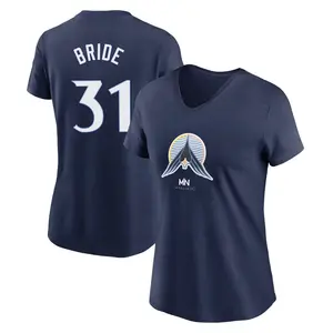 Women's Jonah Bride Minnesota Twins Navy 2024 City Connect Name & Number V-Neck T-Shirt