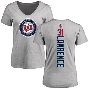 Women's Justin Lawrence Minnesota Twins Backer Slim Fit T-Shirt - Ash