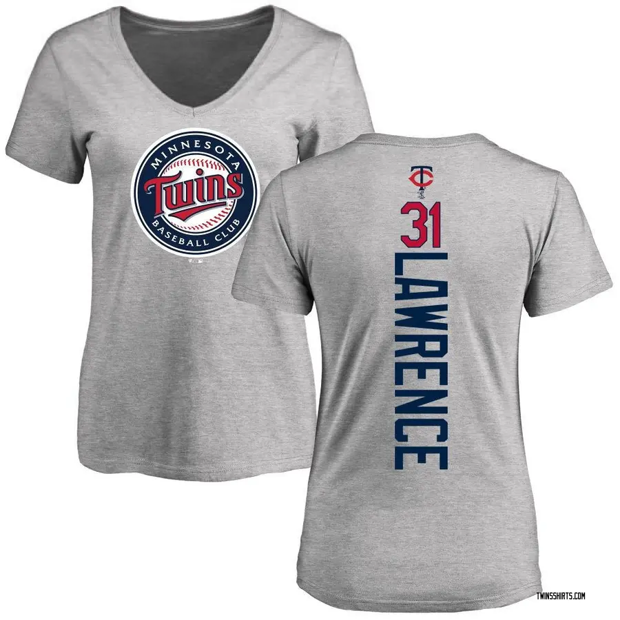Women's Justin Lawrence Minnesota Twins Backer Slim Fit T-Shirt - Ash