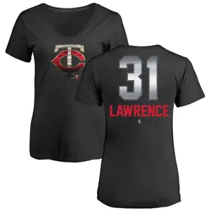 Women's Justin Lawrence Minnesota Twins Midnight Mascot V-Neck T-Shirt - Black