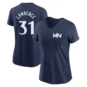 Women's Justin Lawrence Minnesota Twins Navy 2024 City Connect Fuse Name & Number V-Neck T-Shirt
